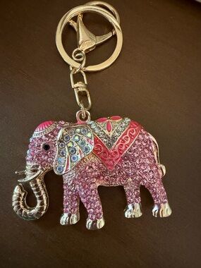 Pink Jeweled Elephant Keychain-NWOT